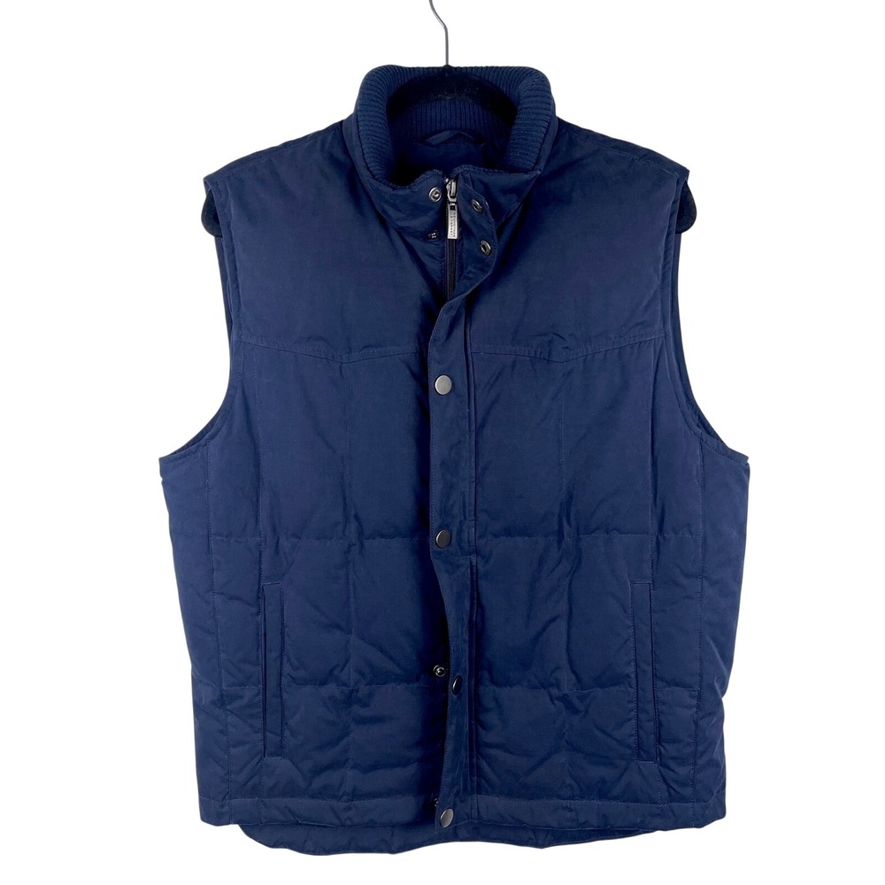 Roundtree & Yorke Outdoors Navy Puffer Vest Men's Medium Quilted Snap Zip - Picture 8 of 13